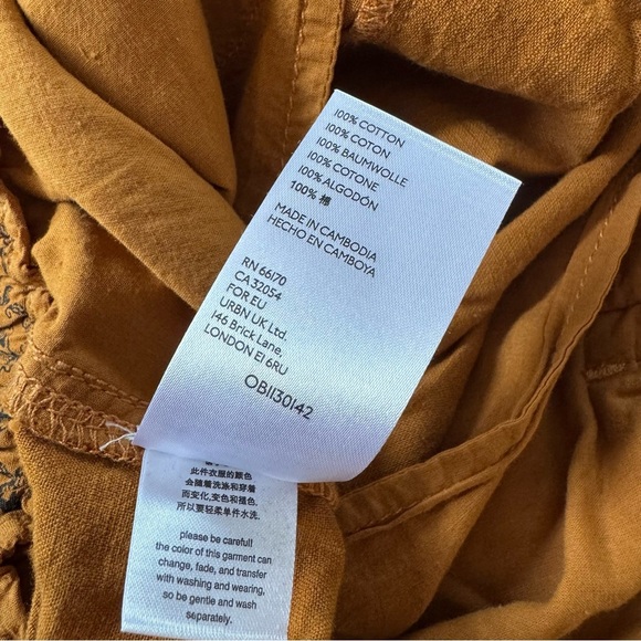 Anthropology Marigold Yellow Tie Waist Cropped Straight Leg Pants Rolled Cuff L - Picture 5 of 6